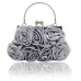 Women's Evening Bag Satin Wedding Party Event / Party Flower Floral Print Black White Silver