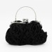 Women's Evening Bag Satin Wedding Party Event / Party Flower Floral Print Black White Silver