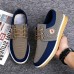 Men's Sneakers Casual Shoes Comfort Shoes Walking Vintage Casual British Outdoor Home Daily Canvas Breathable Lace-up Yellow Blue Color Block Summer Spring