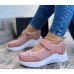 Women's Sneakers Plus Size Slip-on Sneakers Comfort Shoes Outdoor Daily Solid Color Summer Wedge Heel Round Toe Casual Mesh Magic Tape White Pink Red