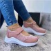 Women's Sneakers Plus Size Slip-on Sneakers Comfort Shoes Outdoor Daily Solid Color Summer Wedge Heel Round Toe Casual Mesh Magic Tape White Pink Red