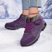 Men's Women's Sneakers Boots Snow Boots Plus Size Outdoor Solid Color Fleece Lined Booties Ankle Boots Winter Flat Heel Round Toe Fashion Sporty Plush Hiking Walking Satin Grey & Pink Black & Pink