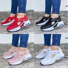 Women's Sneakers Plus Size White Shoes Outdoor Daily Color Block Wedge Heel Round Toe Sporty Basic Casual Walking Mesh Magic Tape Black White Pink