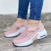 Women's Sneakers Plus Size White Shoes Outdoor Daily Color Block Wedge Heel Round Toe Sporty Basic Casual Walking Mesh Magic Tape Black White Pink