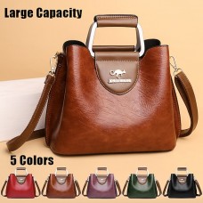 Women's Handbag Crossbody Bag Bucket Bag PU Leather Shopping Daily Zipper Large Capacity Waterproof Durable Solid Color Color Block dark brown Black Red