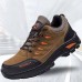 Men's Sneakers Sporty Look Plus Size Trekking Shoes Hiking Outdoor Daily Synthetics Breathable Lace-up Brown Army Green Grey Color Block Summer