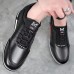 Men's Sneakers Leather Loafers Walking Business Casual Outdoor Daily PU Breathable Lace-up Black White Slogan Summer Spring