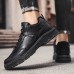 Men's Sneakers Walking Casual Daily PU Comfortable Booties / Ankle Boots Loafer Black Khaki Spring Fall