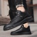 Men's Sneakers Walking Casual Daily PU Comfortable Booties / Ankle Boots Loafer Black Khaki Spring Fall