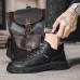 Men's Sneakers Walking Casual Daily PU Comfortable Booties / Ankle Boots Loafer Black Khaki Spring Fall