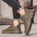 Men's Sneakers Walking Casual Daily PU Comfortable Booties / Ankle Boots Loafer Black Khaki Spring Fall