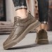 Men's Sneakers Walking Casual Daily PU Comfortable Booties / Ankle Boots Loafer Black Khaki Spring Fall