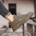 Men's Sneakers Walking Casual Daily PU Comfortable Booties / Ankle Boots Loafer Black Khaki Spring Fall