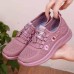 Women's Sneakers Flyknit Shoes Comfort Shoes Outdoor Daily Floral Embroidered Summer Flat Heel Round Toe Cute Casual Comfort Running Tissage Volant Elastic Band Black Pink Gray