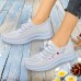 Women's Sneakers Flyknit Shoes Comfort Shoes Outdoor Daily Floral Embroidered Summer Flat Heel Round Toe Cute Casual Comfort Running Tissage Volant Elastic Band Black Pink Gray