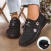 Women's Sneakers Flyknit Shoes Comfort Shoes Outdoor Daily Floral Embroidered Summer Flat Heel Round Toe Cute Casual Comfort Running Tissage Volant Elastic Band Black Pink Gray