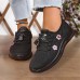 Women's Sneakers Flyknit Shoes Comfort Shoes Outdoor Daily Floral Embroidered Summer Flat Heel Round Toe Cute Casual Comfort Running Tissage Volant Elastic Band Black Pink Gray