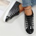 Women's Sneakers Plus Size Platform Sneakers Outdoor Daily Color Block Summer Sequin Flat Heel Elegant Casual Minimalism Walking PU Lace-up Black Pink Gold