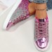 Women's Sneakers Plus Size Platform Sneakers Outdoor Daily Color Block Summer Sequin Flat Heel Elegant Casual Minimalism Walking PU Lace-up Black Pink Gold