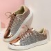 Women's Sneakers Plus Size Platform Sneakers Outdoor Daily Color Block Summer Sequin Flat Heel Elegant Casual Minimalism Walking PU Lace-up Black Pink Gold