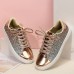 Women's Sneakers Plus Size Platform Sneakers Outdoor Daily Color Block Summer Sequin Flat Heel Elegant Casual Minimalism Walking PU Lace-up Black Pink Gold