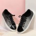 Women's Sneakers Plus Size Platform Sneakers Outdoor Daily Color Block Summer Sequin Flat Heel Elegant Casual Minimalism Walking PU Lace-up Black Pink Gold