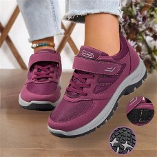 Women's Sneakers Plus Size Flyknit Shoes Platform Sneakers Outdoor Work Athletic Solid Color Summer Wedge Heel Round Toe Casual Comfort Running Hiking Tissage Volant Black Red Purple