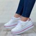 Women's Sneakers Bling Bling Shoes Plus Size Height Increasing Shoes Outdoor Daily Summer Winter Platform Round Toe Fashion Sporty Casual Walking Glitter PU Lace-up Silver Pink Blue