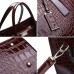 Women's Handbag Crossbody Bag Shoulder Bag Boston Bag PU Leather Office Daily Holiday Zipper Large Capacity Waterproof Durable Solid Color Crocodile Patchwork dark brown claret Black