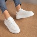 Women's Sneakers White Shoes Plus Size Platform Sneakers White Shoes Outdoor Solid Color Polka Dot Summer Winter Flat Heel Round Toe Closed Toe Fashion Sporty Casual PU Lace-up Black White Pink