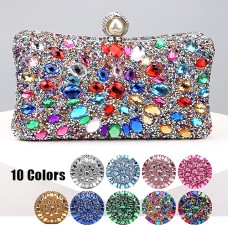 Women's Clutch Evening Bag Wristlet Polyester Party Daily Holiday Rhinestone Pearls Chain Large Capacity Lightweight Durable Solid Color Color Block Silver Light Blue Silver color