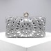 Women's Clutch Evening Bag Wristlet Polyester Party Daily Holiday Rhinestone Pearls Chain Large Capacity Lightweight Durable Solid Color Color Block Silver Light Blue Silver color