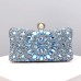 Women's Clutch Evening Bag Wristlet Polyester Party Daily Holiday Rhinestone Pearls Chain Large Capacity Lightweight Durable Solid Color Color Block Silver Light Blue Silver color