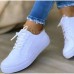 Women's Sneakers Plus Size Office Daily Solid Colored Flat Heel Round Toe Casual Minimalism Suede Lace-up Black White Blue