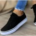 Women's Sneakers Plus Size Office Daily Solid Colored Flat Heel Round Toe Casual Minimalism Suede Lace-up Black White Blue