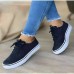 Women's Sneakers Plus Size Office Daily Solid Colored Flat Heel Round Toe Casual Minimalism Suede Lace-up Black White Blue