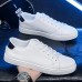 Men's Women Sneakers White Shoes Walking Casual Daily Faux Leather Comfortable Lace-up White black Black White Spring Fall