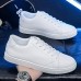 Men's Women Sneakers White Shoes Walking Casual Daily Faux Leather Comfortable Lace-up White black Black White Spring Fall