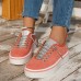 Women's Sneakers Height Increasing Shoes Sparkling Shoes Platform Loafers Valentine's Day Work Sparkling Glitter Platform Flat Heel Round Toe Comfort Minimalism Walking Suede Cloth Lace-up Orange