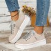 Women's Sneakers Height Increasing Shoes Sparkling Shoes Platform Loafers Valentine's Day Work Sparkling Glitter Platform Flat Heel Round Toe Comfort Minimalism Walking Suede Cloth Lace-up Orange