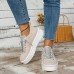 Women's Sneakers Height Increasing Shoes Sparkling Shoes Platform Loafers Valentine's Day Work Sparkling Glitter Platform Flat Heel Round Toe Comfort Minimalism Walking Suede Cloth Lace-up Orange