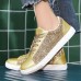 Women's Sneakers Bling Bling Shoes Plus Size Platform Sneakers Outdoor Daily Solid Color Rhinestone Buckle Flat Heel Fashion Sporty Preppy Glitter Lace-up Silver Gold