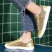 Women's Sneakers Bling Bling Shoes Plus Size Platform Sneakers Outdoor Daily Solid Color Rhinestone Buckle Flat Heel Fashion Sporty Preppy Glitter Lace-up Silver Gold