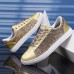 Women's Sneakers Bling Bling Shoes Plus Size Platform Sneakers Outdoor Daily Solid Color Rhinestone Buckle Flat Heel Fashion Sporty Preppy Glitter Lace-up Silver Gold