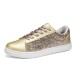 Women's Sneakers Bling Bling Shoes Plus Size Platform Sneakers Outdoor Daily Solid Color Rhinestone Buckle Flat Heel Fashion Sporty Preppy Glitter Lace-up Silver Gold