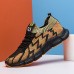 Men's Sneakers Flyknit Shoes Walking Vintage Casual Outdoor Daily Knit Warm Height Increasing Comfortable Lace-up Blue Orange Fall Winter