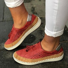 Women's Sneakers Tassel Loafers Plus Size Slip-on Sneakers Outdoor Work Daily Color Block Solid Colored Summer Tassel Flat Heel Round Toe Vintage Classic Casual Walking Suede Loafer Black Red Blue