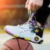 Men's Basketball Shoes Sporty Look Basketball Casual Daily PU Waterproof Lace-up Blue Purple Green Color Block Summer Spring