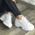 Women's Sneakers Flats White Shoes Daily Solid Color Floral Summer Flat Heel Round Toe Fashion Casual Comfort Faux Leather Lace-up Black White Beige