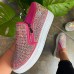 Women's Sneakers Slip-Ons Bling Bling Shoes Plus Size Sparkling Shoes Outdoor Daily Summer Rhinestone Flat Heel Round Toe Fashion Sporty Casual Walking Polyester Loafer Black Gold Rose Pink